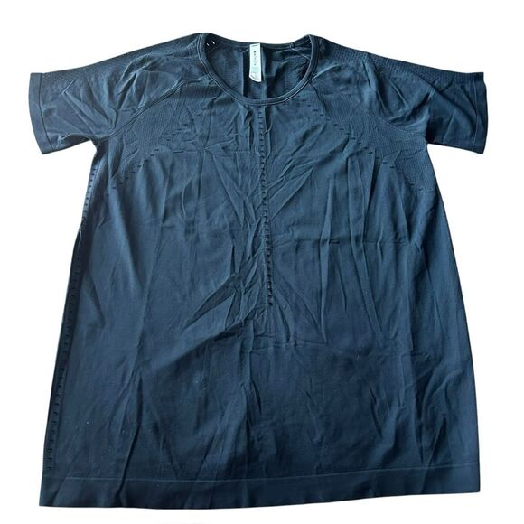 Athleta Women’s M Short Sleeve Foothill Perforated Tee‎ Shirt Black Running Gym - Picture 3 of 9